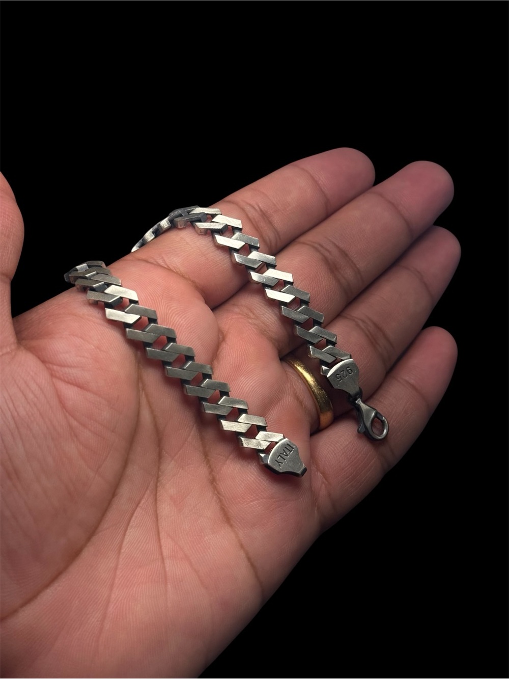 925 Sterling Silver Handmade Italian Link Bracelet 8.9” 23.5g